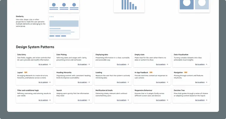 UI principles list and design patterns overview.